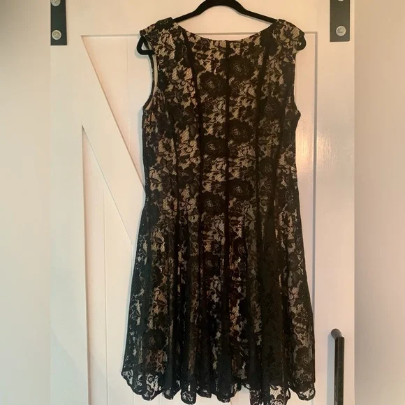 Gabby Skye Dresses | Gabby Skye Black Lace Dress with Tan Underlay. Zip Back. Worn Once | Color: Black | Size: 16 | Ta105'S Closet